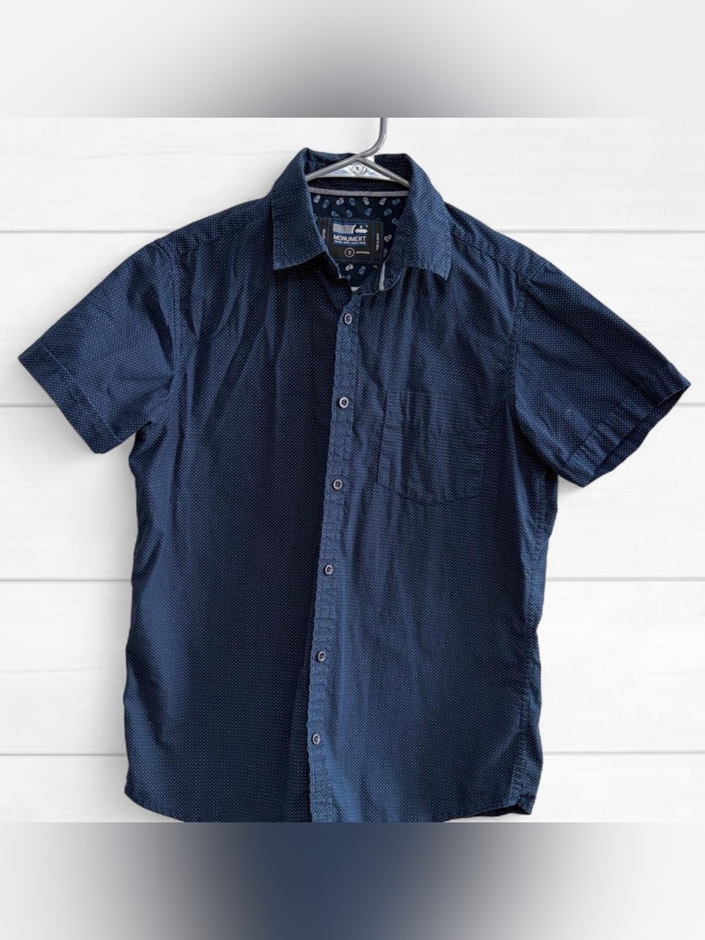 Monument Men's Navy Short Sleeve Button-Up Shirt